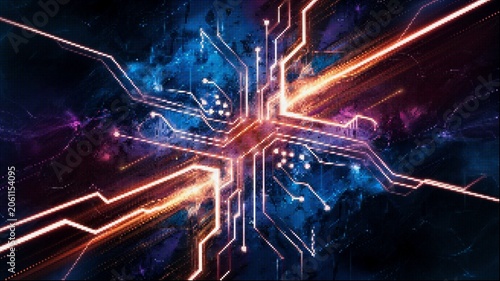 Abstract Glowing Circuits Electronics Technology Background