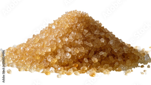 Foto Pile of raw brown sugar crystals close-up