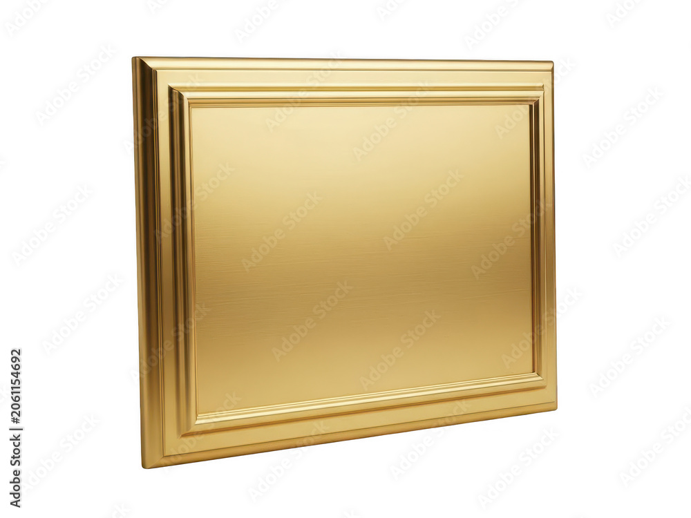 Fototapeta premium Empty rectangular gold frame with ornate border isolated on transparent background for luxury display