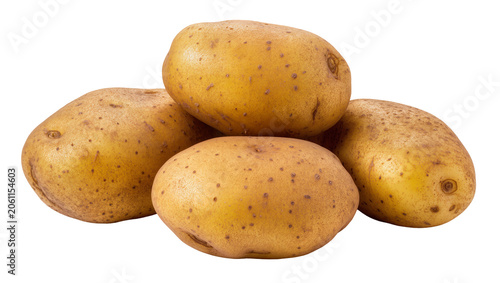 Obraz na plátne Group of four raw potatoes with brown skin and eyes