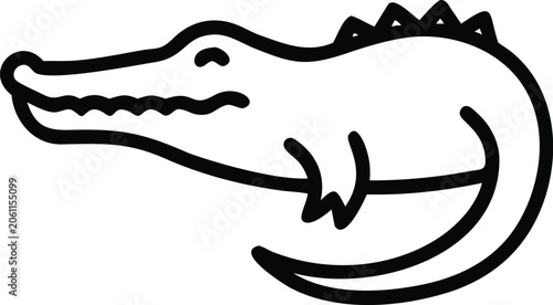 Canvastavla Black and white crocodile side view, open mouth reptile
