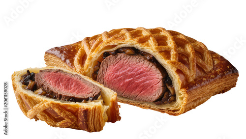 Fotografie Beef Wellington with flaky pastry and mushroom duxelles