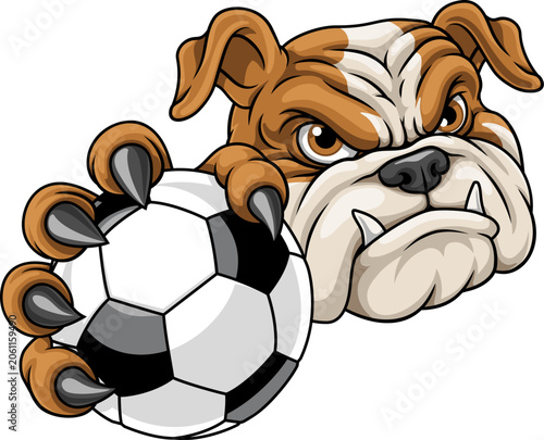 Bulldog Dog Soccer Football...