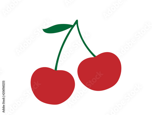 red cherry, icon, isolate, on a white background,