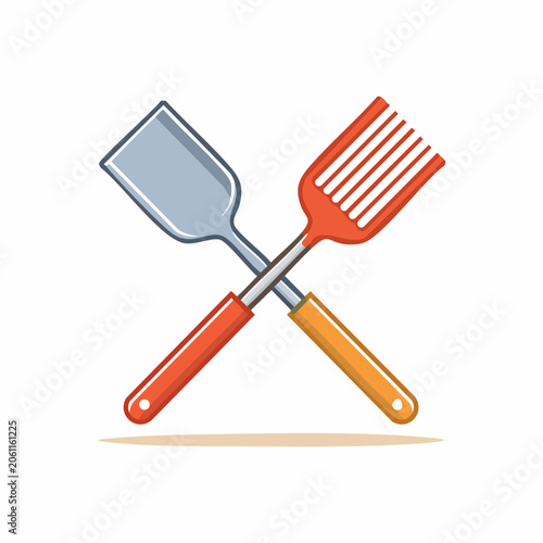 Barbecue Spatula and Fork Crossed