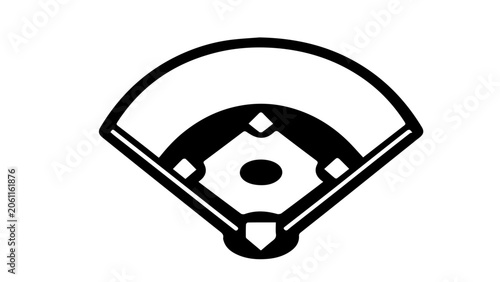 Baseball Field Diamond Black Icon Silhouette on White Background Sports Design
