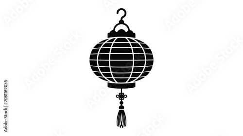 Bild auf Leinwand Black paper lantern silhouette on a white background silhouette