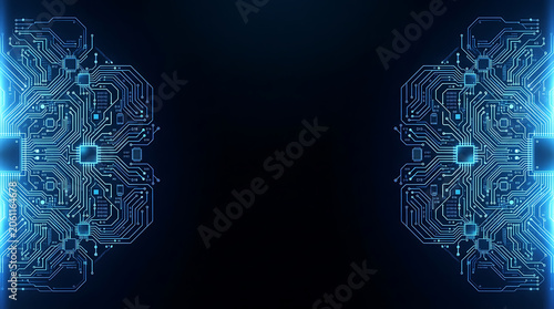 Abstract digital technology background with glowing blue circuit board