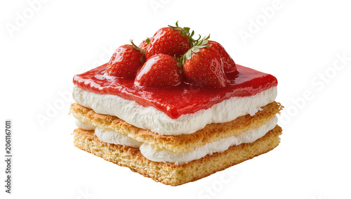 Obraz na płótnie Layered cake with strawberries and cream filling