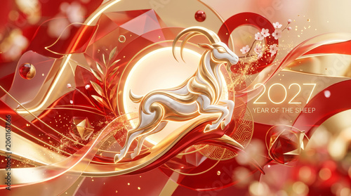 2027 Year of the Sheep Festive Decorative Artwork