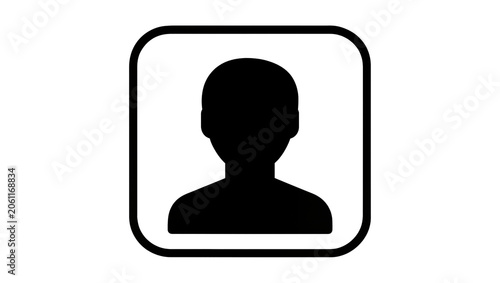 Cuadro en lienzo Black silhouette of a person in a rounded square icon