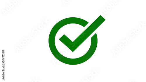 Quadro su tela Green check mark inside circle symbol