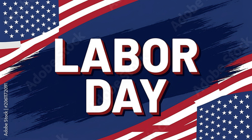 Labor day celebration background with american flag elements