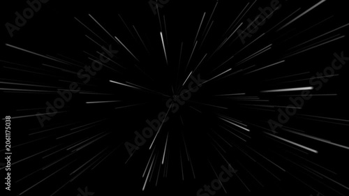 Warp speed hyperdrive animation overlay featuring white light streaks and flying stars loop on a transparent alpha channel background