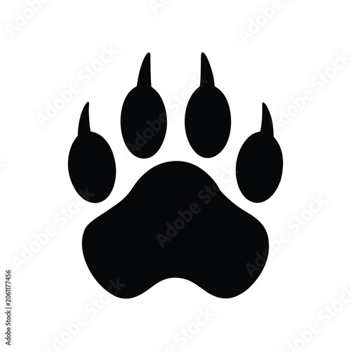 Photography Wildcat paw print silhouette vector, Wolf paw print, animal paw print vector ill
