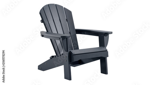 Cuadro en lienzo Dark gray Adirondack chair with wide armrests, isolated on transparent backgroun