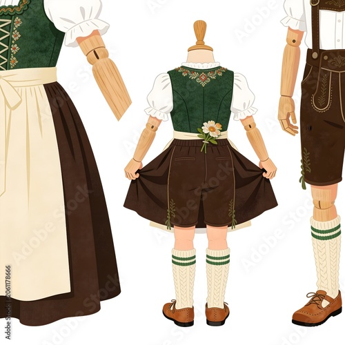 Child Tracht Austrian Traditional Costume Mannequin Back View Green Vest