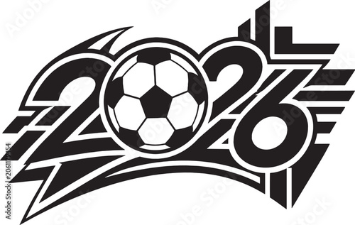 Denmark 2026 Soccer Celebration Emblem Nordic Inspired Geometric Football Vector Line Art