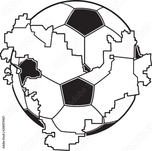 Dallas Arlington Soccer Ball Map Vector Illustration Black and White Sports Travel Emblem