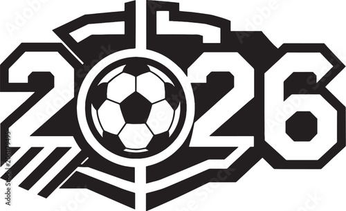 Denmark 2026 Soccer Emblem With Nordic Geometric Design Black And White Vector Illustration
