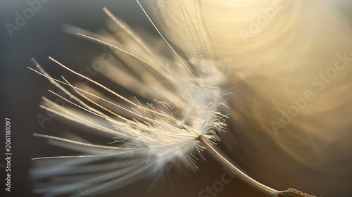 Single dandelion seed pappus macro backlight