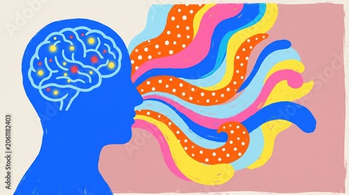 Creative mind concept with vibrant brain activity