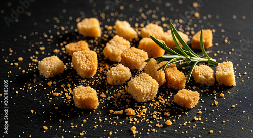 Croutons with herbs and spices.