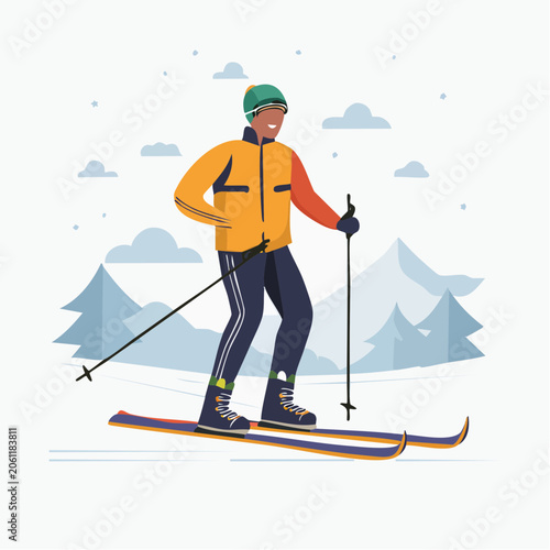 Man skiing in a winter landscape