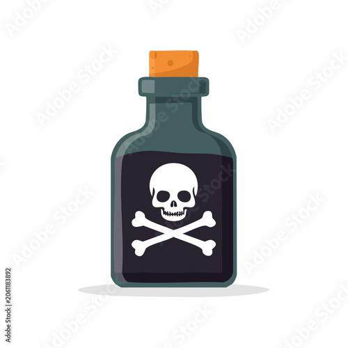 Poison bottle with skull and crossbones symbol