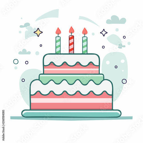 Two-Tiered Birthday Cake with Three Candles