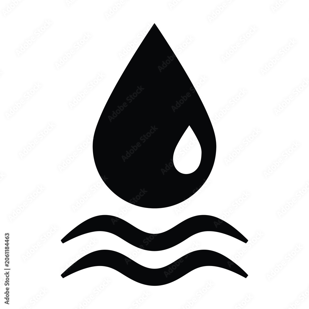 Fototapeta premium Water drop falling into waves icon representing liquid purity and ocean movement