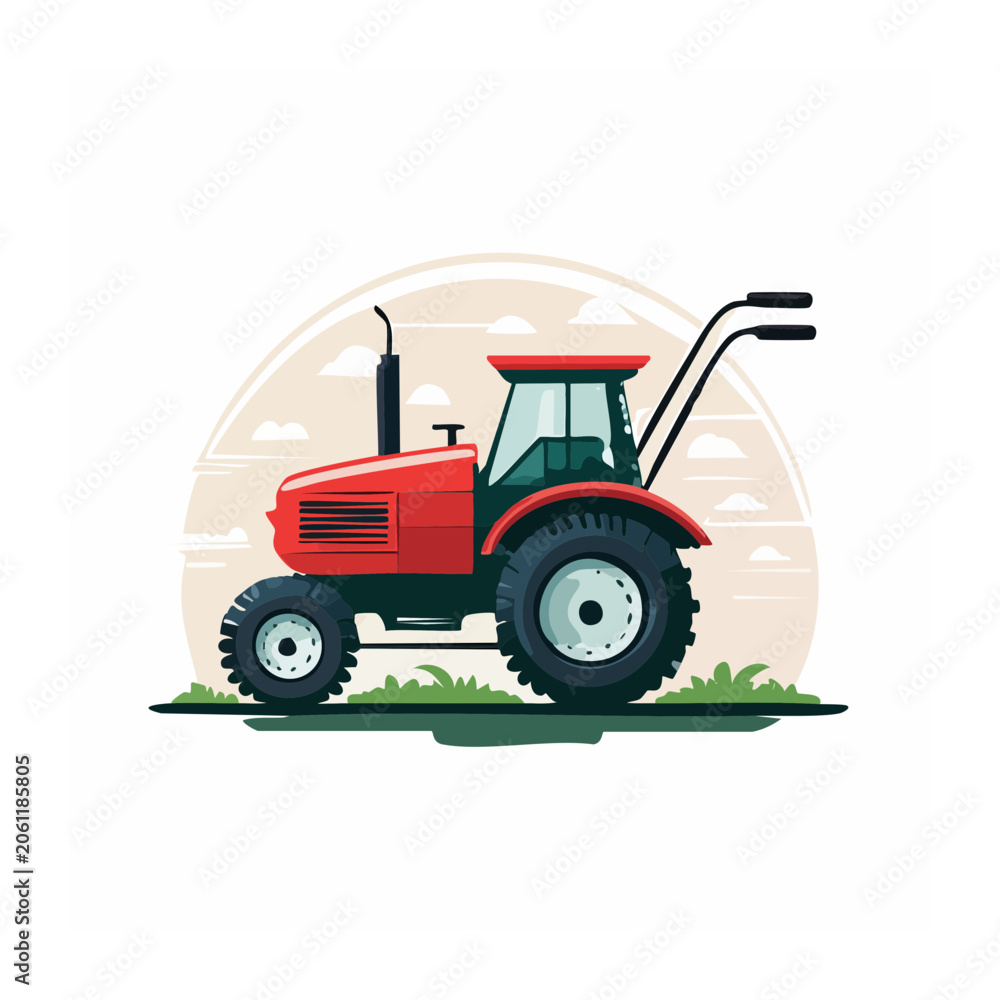 Obraz premium Cartoon bulldozer front view