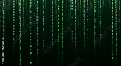 Green Binary Code Streaming Down.