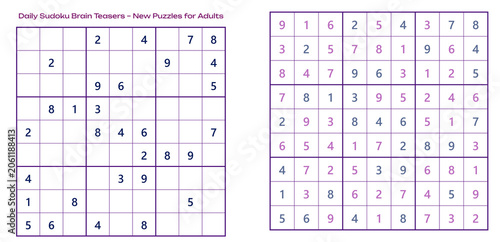 Sudoku puzzle grid with numbers for brain teaser activities  