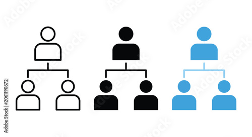 Photos Organizational hierarchy icon set representing leadership and management structu