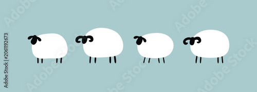 Schilderij op canvas Simple naive sheeps set
