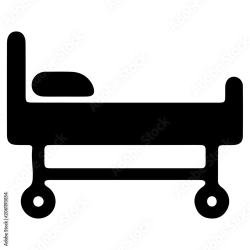 Hospital Patient Bed Glyph Icon