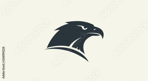 Dark Eagle Head Silhouette Logo, Fierce Bird of Prey Emblem, Vector Art