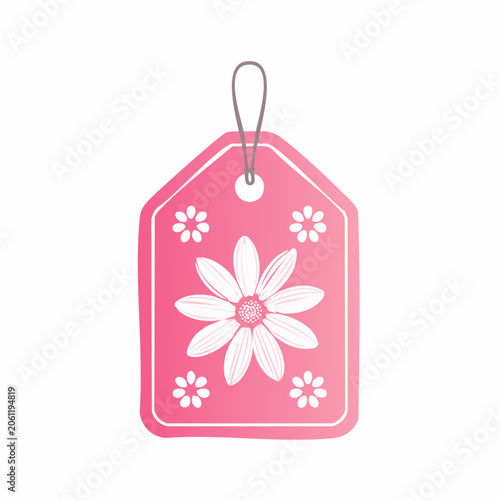 Pink Gift Tag with Floral Design