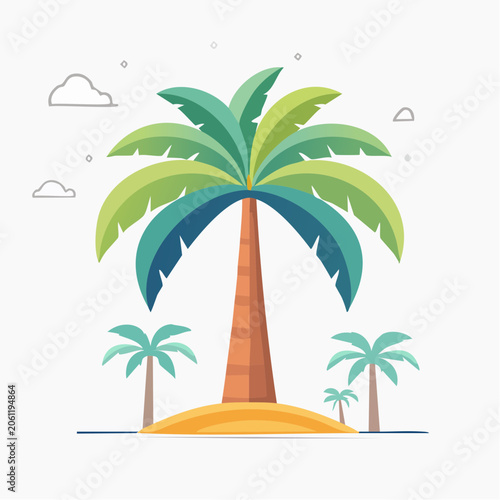 Stylized Palm Trees on a Tropical Island