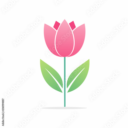 Stylized Pink Tulip Flower Icon