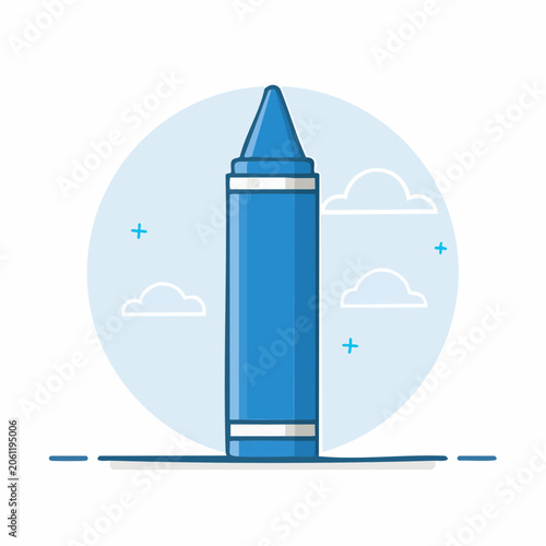 Blue Crayon Illustration