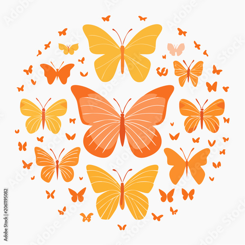 Circle of Orange and Yellow Butterflies