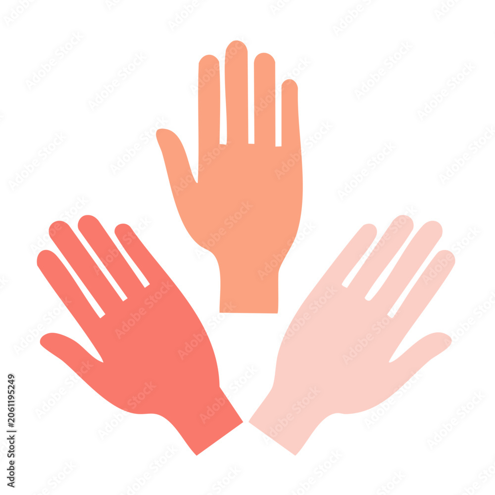 Fototapeta premium Flat design hand gesture in orange red and pink