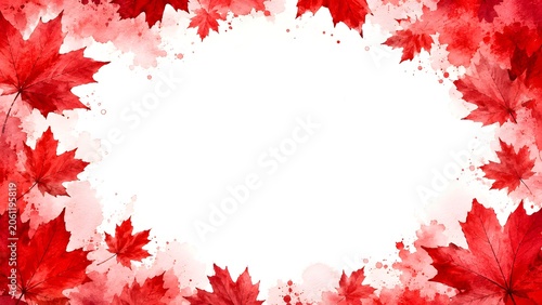 Watercolor autumn maple leaves frame isolated on white background