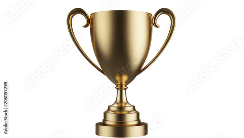 Obraz na płótnie Shiny golden trophy cup with handles, isolated on transparent background