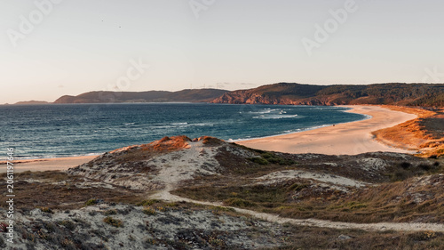 Schilderij op canvas Panorama of the Rostro beach in Atlantic Galician Coast, Spain.