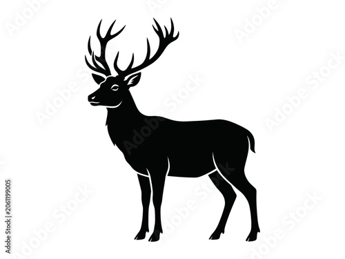 Stag Silhouette Minimalist Vector Illustration