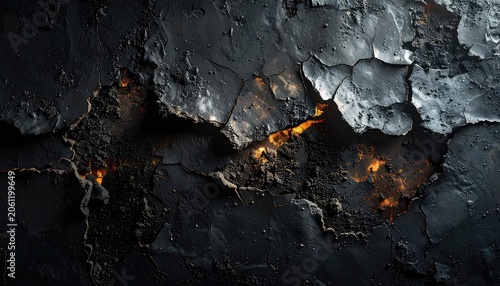A dark, cracked texture with glowing embers peeking through fissures.