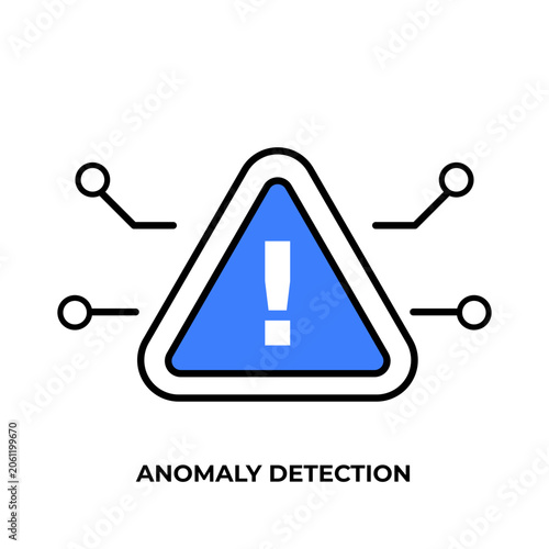 Foto Warning triangle with exclamation mark and circuit connectors indicating anomaly